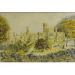 English School (20th century) Haddon Hall From the River watercolour,