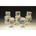 A set of five Danbury Mint The Royal Air Forces Association mugs, The Dambusters,