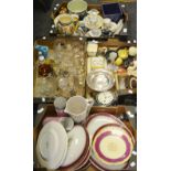 Household Goods - ceramics; glassware; oak mantel clock; silver plated basket;