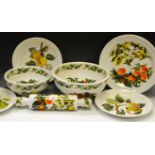 Portmeirion Pottery - Oranges and Lemons pattern rolling pin; mixing bowls; Pomona plates;