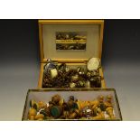 Costume Jewellery - beads ; Cameo brooch; jewellery box;