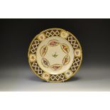 A Derby circular plate, painted with birds in flight,