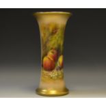 A Royal Worcester flared cylindrical vase, painted William Ricketts, signed,