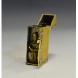 A 19th century brass novelty vesta case, as an out house,