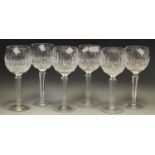 A set of six Waterford crystal Colleen pattern Hock glasses