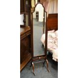 An early 20th century mahogany cheval mirror