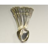 Silver - seven teaspoons from various makers, monogrammed AB, London (170.