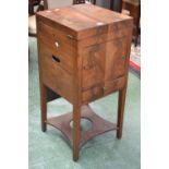 A George III mahogany gentleman's wash stand, butterfly top, cupboard over single drawer,