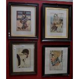 A set of of four framed photocopies of Japanese Wood block prints.