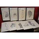 Prints - The New Statesman political caricatures, framed,