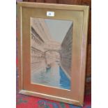 S P** (19th century) The Bridge of Sighs, Venice indistinctly signed, watercolour, 35cm x 22.