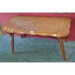 A rustic oak coffee table