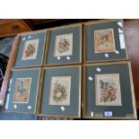 A set of six French bird prints