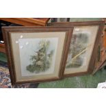 Four oak framed prints