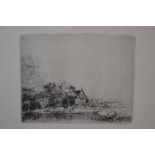 Rembrandt etchings - The Golf Player, The Card Player, Landscape with a Cow Drinking,