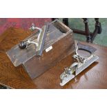 A Stanley No45 combination plow plane with 18 profiled blades ensuite,