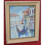 Impressionist School A Venetian Canal signed with initials, oil on board,