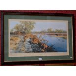 David Shepherd, by and after, Evening Of Elephants, coloured print, signed in pencil,