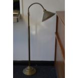 A floor standing brass column reading lamp,