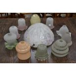 Glass light shades to include Art Nouveau, frosted glass, Art Deco style,