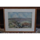 Bernard H Wiles Sheep Grazing the Moors signed, watercolour, 35.