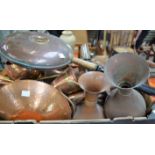 Copper Ware - to include warming pan, trumpets, vases, plate; etc.