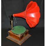An early 20th century French gramophone, by Pathé, retailed by Pamment & Smith, King's Lynn,