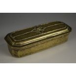 An 18th century Dutch brass canted rectangular tobacco box,