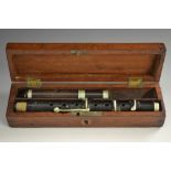 A rosewood piccolo, by P**, London, stamped, nickel-plated mounts, 32cm long overall,