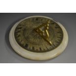 A brass and marble sun dial, after Richard Glynn, engraved register, shaped gnomon, 13.