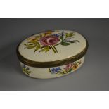 A George III South Staffordshire enamel oval snuff box, hinged cover,