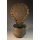 An early 19th century Continental wall-hanging spittoon,