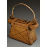 A 19th century carter's grease box, wrought iron swing handle,