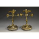 A pair of 19th century silvered and gilt novelty candelabra,