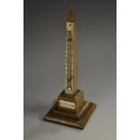 A 19th century boxwood obelisk desk thermometer,