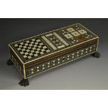 A 19th century Anglo-Indian sandalwood and Sadeli marquetry games box,