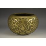 A 19th century bronze censer, cast in relief with strapwork,