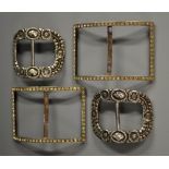 A pair of early 19th century French silver and diamond paste shoe buckles,