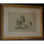 St*newell (19th century) Equine Study, Rearing Arabian Horse and Attendant indistinctly signed,