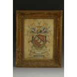 A 19th century watercolour armorial, titled, The Armorial Ensign of the Name of Morrow,