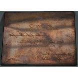 A 19th century rounded rectangular copper trade card printing plate, Miss Brownson,