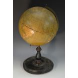 A 9" terrestrial globe, by George Phillip & Son, London, turned ebonised base,