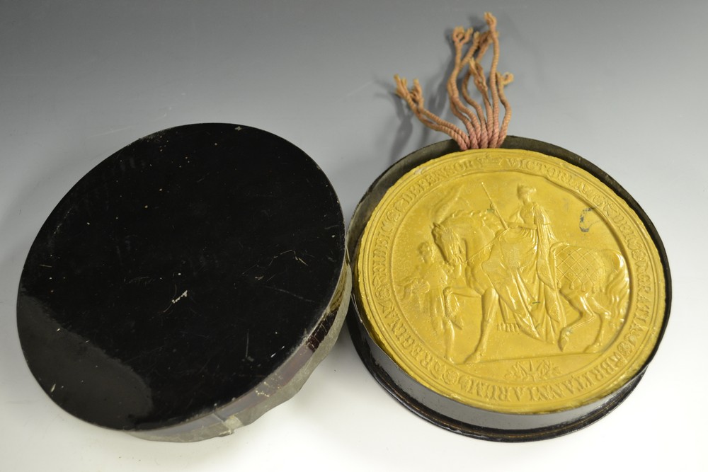 Royalty - The Great Seal of Queen Victoria - a substantial 19th century yellow wax impression,