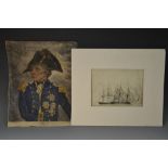 Naval - Anglo-American School (early 19th century) Line of Battle, Two Men-of-War Engaged,