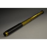 An early 20th century three-draw brass and leather telescope, Enbeeco Cub 18x,