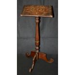 A 19th century Middle Eastern mahogany and marquetry tripod occasional table,