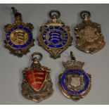 Sport, Football, a silver and enamel fob, South West Middlesex Football League, 1913-14, Division 1,