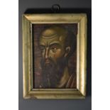 An Eastern Orthodox icon, painted as a bearded saint, 13cm x 9.5cm, c.