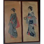 Chinse School (late 19th century) A pair, Portraits, Ladies of the Court, full-length,