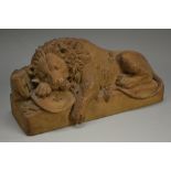 A 19th century boxwood carving, of the Lion of Lucerne,